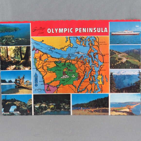 Vintage Postcard - The Olympic Peninsula Map and Attractions - Dexter Press - Picture 4 of 4